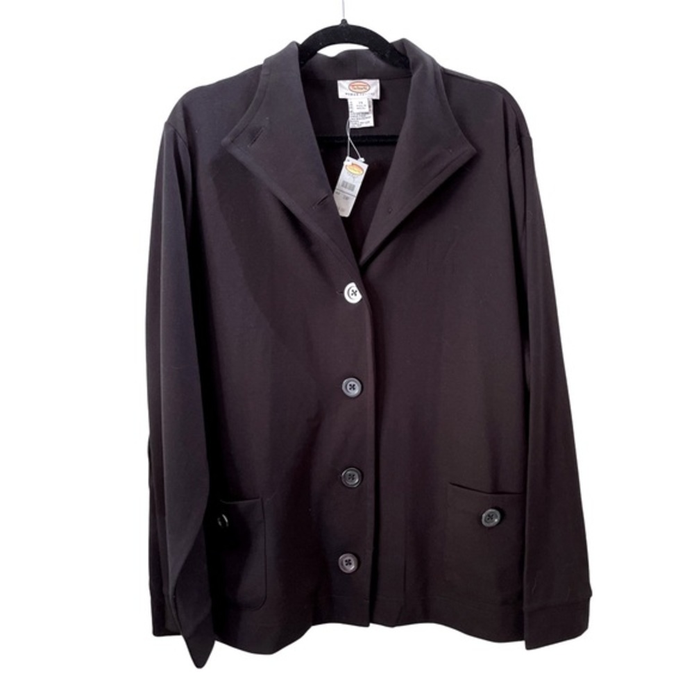 Talbots Woman Petites 3xP‎ black button front blazer NWT